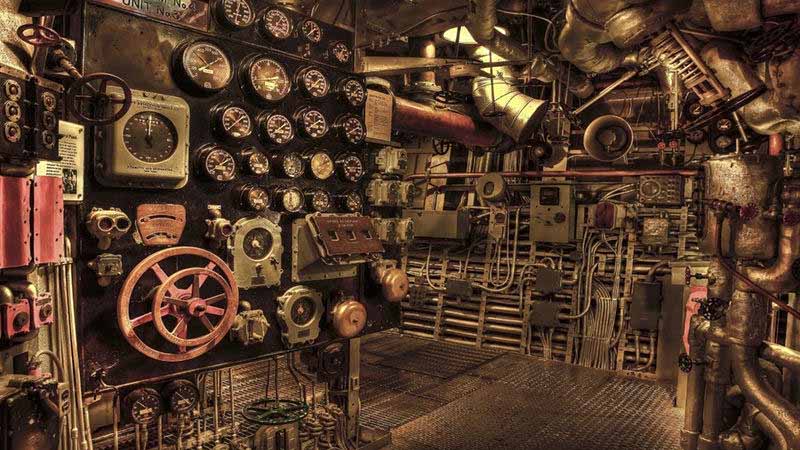 Scenery of instruments and machines in the escape room